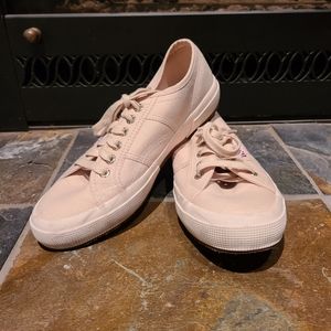 Superga 2750 Cream Woven Lace Up Low Top Sneakers in Natural size 9/40